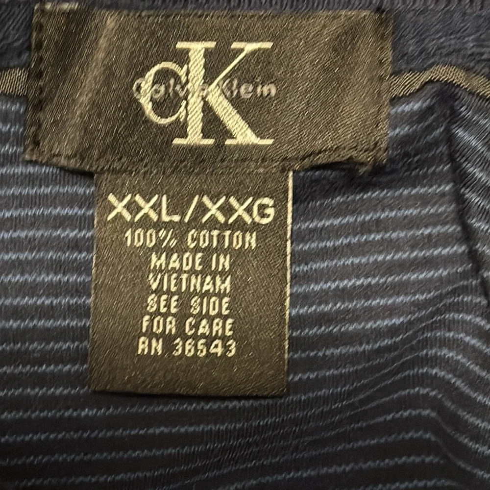 Calvin Klein Polo Shirt Men’s Navy blue XXL light stripes 100%‎ cotton